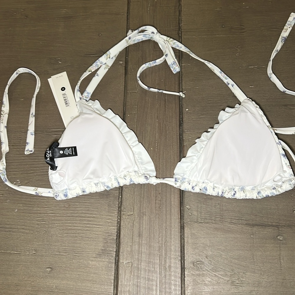 Aqua Swim Bikini - White new with tag floral detail triangle top - Picture 4 of 6